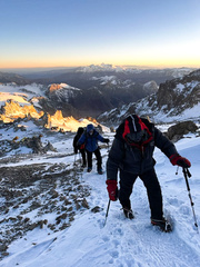 Trekking on Aconcagua's upper slopes